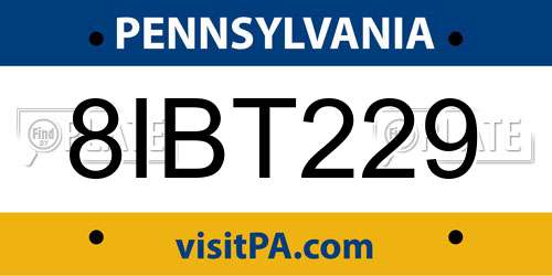 8IBT229 Pennsylvania License Plate