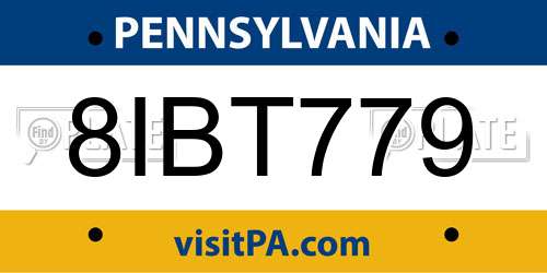 8IBT779 Pennsylvania License Plate