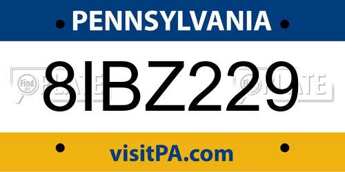 8IBZ229 Pennsylvania License Plate