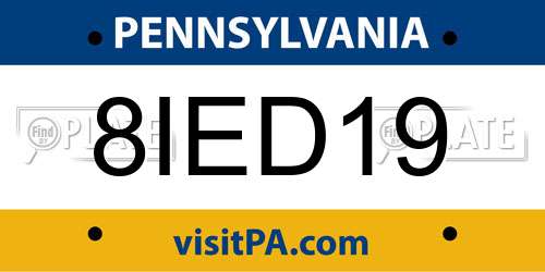 8IED19 Pennsylvania License Plate