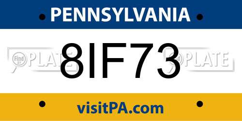 8IF73 Pennsylvania License Plate