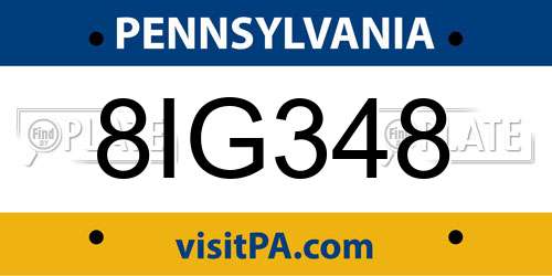 8IG348 Pennsylvania License Plate