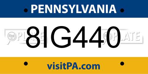 8IG440 Pennsylvania License Plate
