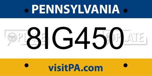 8IG450 Pennsylvania License Plate