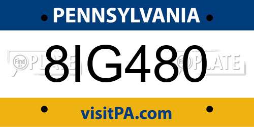 8IG480 Pennsylvania License Plate