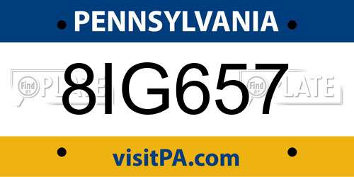 8IG657 Pennsylvania License Plate