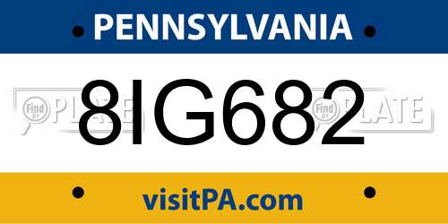 8IG682 Pennsylvania License Plate