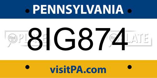 8IG874 Pennsylvania License Plate