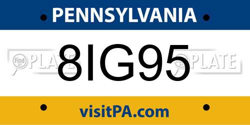 8IG95 Pennsylvania License Plate