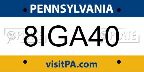 8IGA40 Pennsylvania License Plate