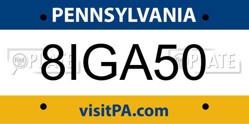 8IGA50 Pennsylvania License Plate