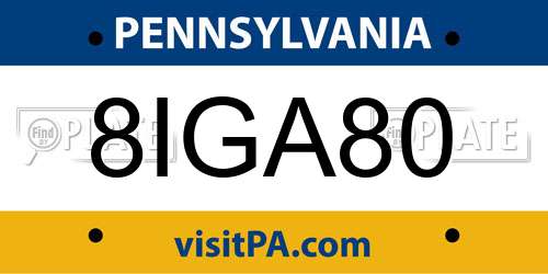 8IGA80 Pennsylvania License Plate