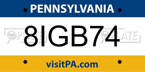 8IGB74 Pennsylvania License Plate