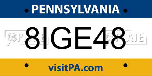 8IGE48 Pennsylvania License Plate