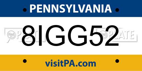 8IGG52 Pennsylvania License Plate