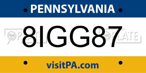 8IGG87 Pennsylvania License Plate