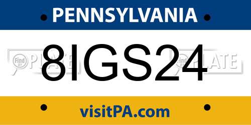 8IGS24 Pennsylvania License Plate
