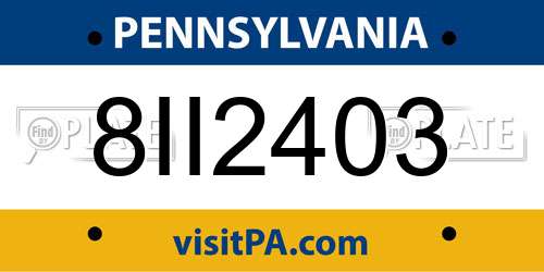 8II2403 Pennsylvania License Plate