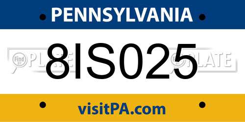 8IS025 Pennsylvania License Plate