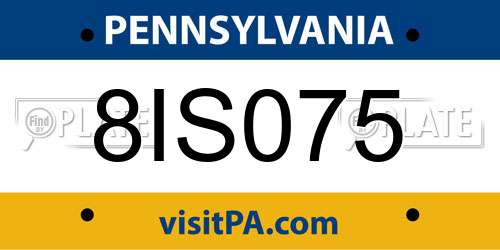 8IS075 Pennsylvania License Plate