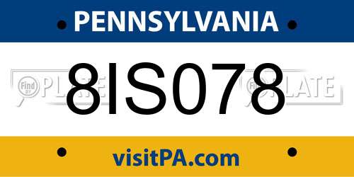 8IS078 Pennsylvania License Plate