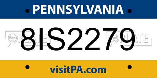8IS2279 Pennsylvania License Plate