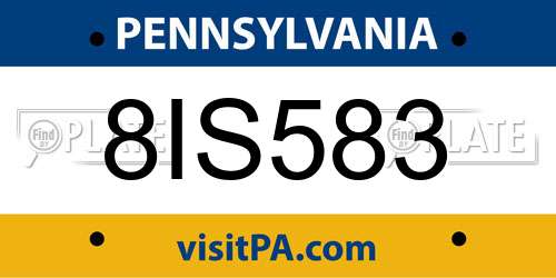 8IS583 Pennsylvania License Plate