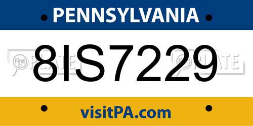 8IS7229 Pennsylvania License Plate