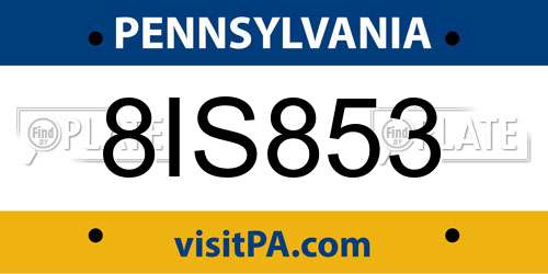 8IS853 Pennsylvania License Plate
