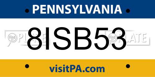 8ISB53 Pennsylvania License Plate