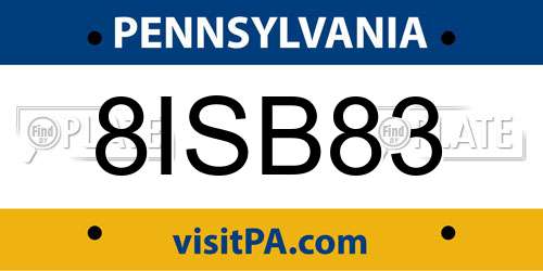 8ISB83 Pennsylvania License Plate