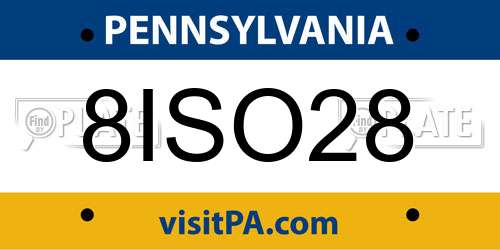 8ISO28 Pennsylvania License Plate