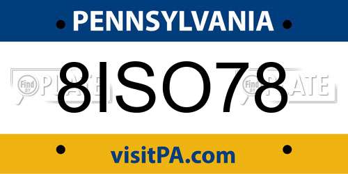 8ISO78 Pennsylvania License Plate
