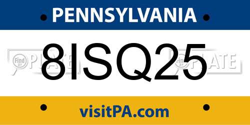 8ISQ25 Pennsylvania License Plate
