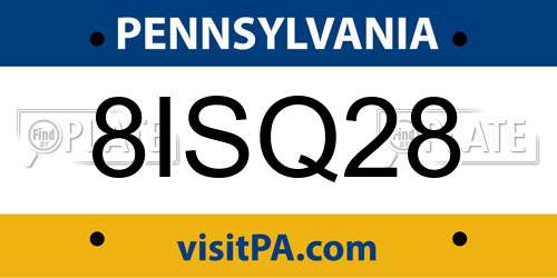 8ISQ28 Pennsylvania License Plate