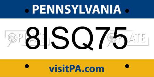 8ISQ75 Pennsylvania License Plate