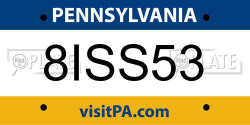 8ISS53 Pennsylvania License Plate