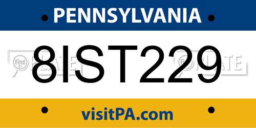 8IST229 Pennsylvania License Plate
