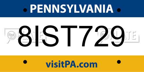 8IST729 Pennsylvania License Plate