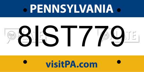 8IST779 Pennsylvania License Plate