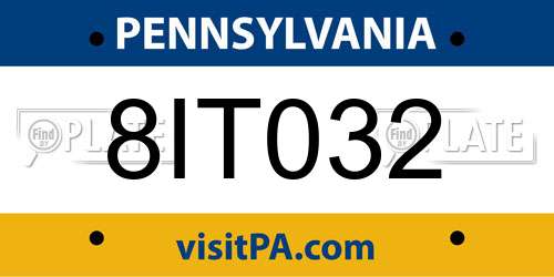 8IT032 Pennsylvania License Plate