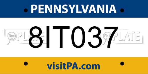 8IT037 Pennsylvania License Plate