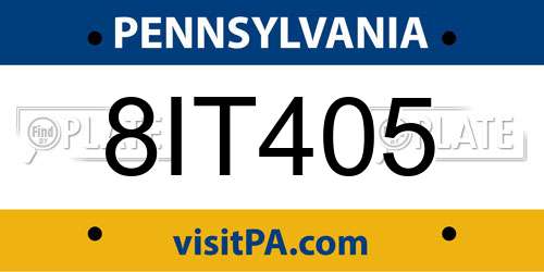 8IT405 Pennsylvania License Plate