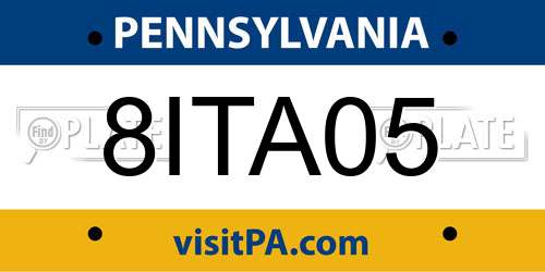 8ITA05 Pennsylvania License Plate