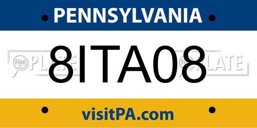 8ITA08 Pennsylvania License Plate