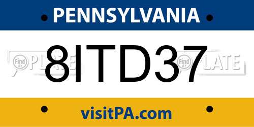8ITD37 Pennsylvania License Plate