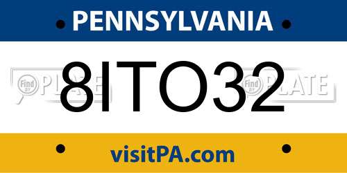 8ITO32 Pennsylvania License Plate