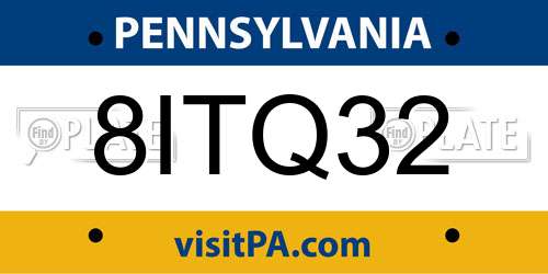 8ITQ32 Pennsylvania License Plate