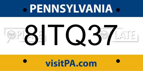 8ITQ37 Pennsylvania License Plate
