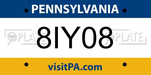 8IY08 Pennsylvania License Plate